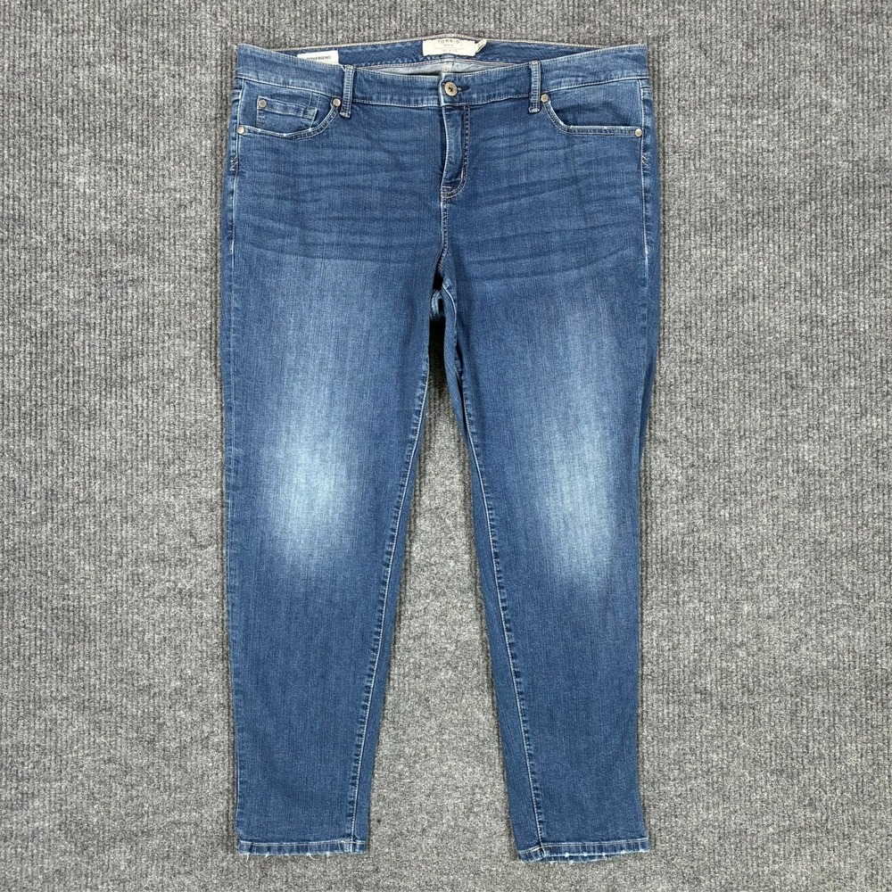 Torrid First at Fit Womens Boyfriend Jeans Size 20R Blue Denim Stretch High Rise